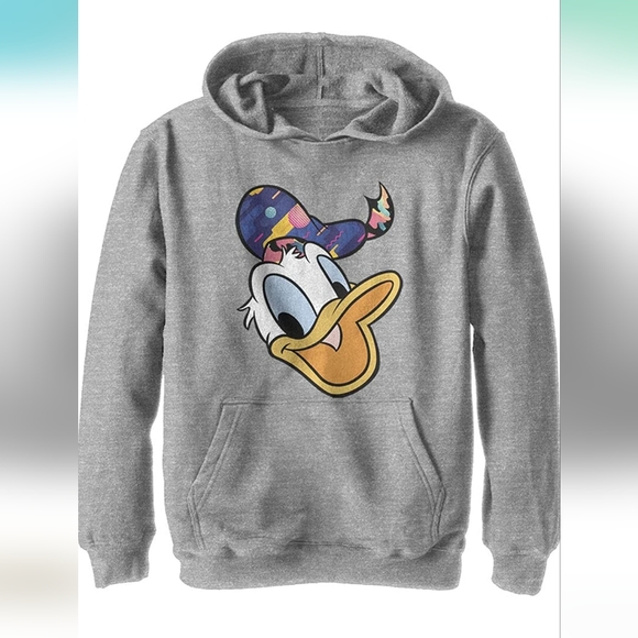 Disney Other - Disney Characters Donald Pattern Face Boy's Hooded Pullover Fleece